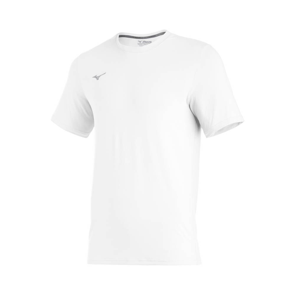 Mizuno Comp Diamond Short Sleeve Crew Férfi Futópóló Fehér CZU539681